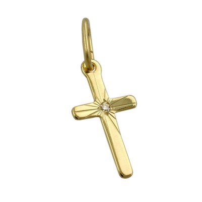 Anhänger Kreuz diamantiert Zirkonia 333 Gold