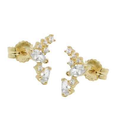 Ohrring Stecker Fantasie Bogen mit Zirkonias 375 Gold