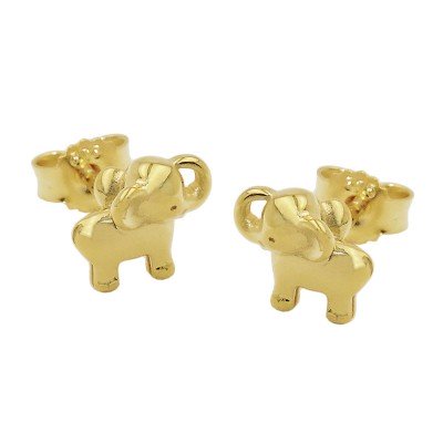Ohrring Stecker kleiner Elefant glänzend 375 Gold