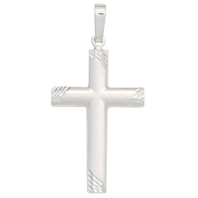 Anhänger Kreuz 925 Sterling Silber mattiert Kreuzanhänger Silberkreuz