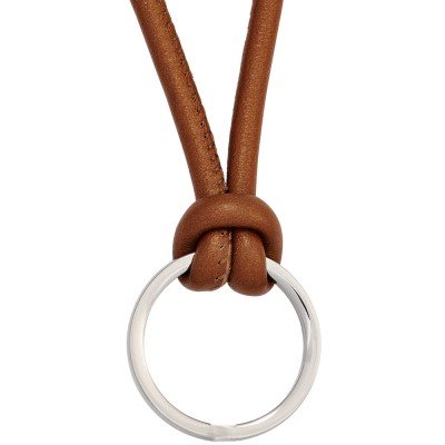Collier Halskette Leder braun mit Ring aus Edelstahl 45cm Kette Lederkette