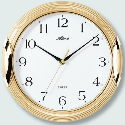 Wanduhr Quarz analog golden rund leise ohne Ticken