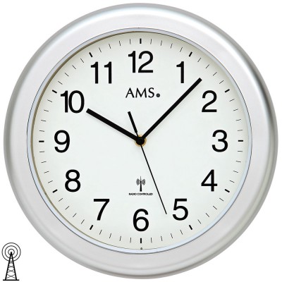 Wanduhr Badezimmeruhr Funk Funkwanduhr silbern rund wasserdicht