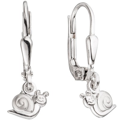 Kinder Boutons Schnecke 925 Silber mattiert Ohrringe Ohrhänger Kinderohrringe
