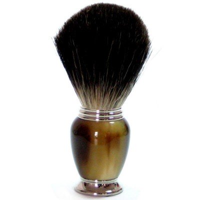 Golddachs Rasierpinsel mit Dachshaar, brauner Galalithgriff