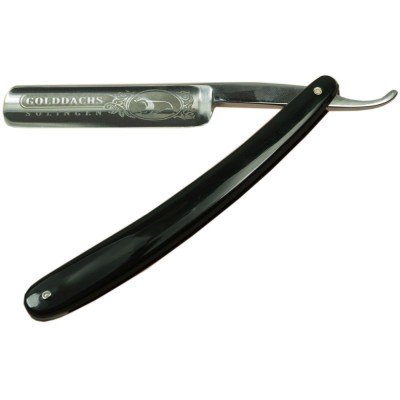 Golddachs Rasiermesser traditionell, Schalen aus schwarzem Kunststoff