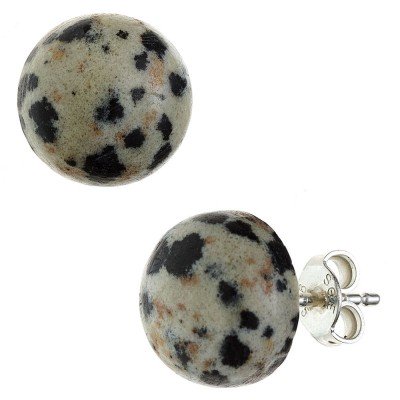 Ohrstecker rund 925 Sterling Silber 2 Dalmatinerjaspise Ohrringe