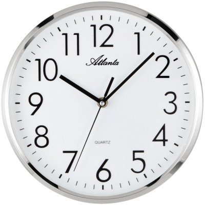 Wanduhr Quarz analog silbern rund leise ohne Ticken