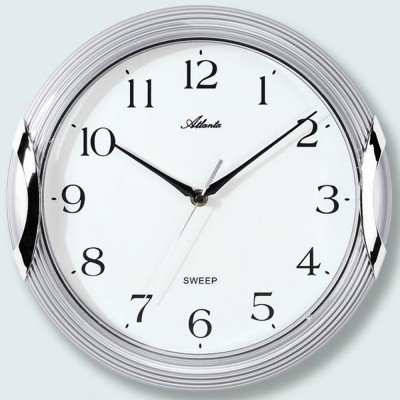 Wanduhr Quarz analog silbern rund leise ohne Ticken 30cm