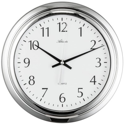 Wanduhr Badezimmeruhr Quarz analog silbern rund