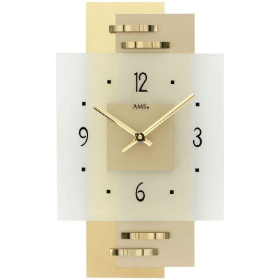 Wanduhr Quarz analog modern mit Messing Applikation