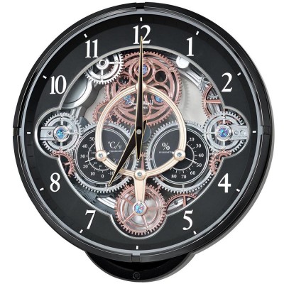 Wanduhr Quarz analog Thermometer Hygrometer mit Melodien