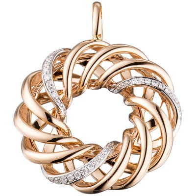 Anhänger verschlungen 585 Rotgold 30 Diamanten Brillanten Diamantanhänger