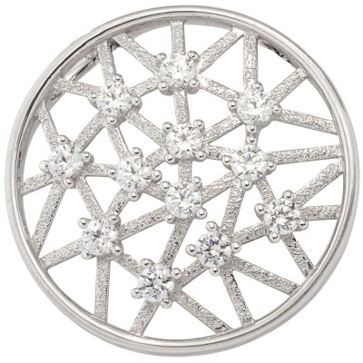 Anhänger rund 333 Gold Weißgold mattiert 12 Zirkonia Goldanhänger