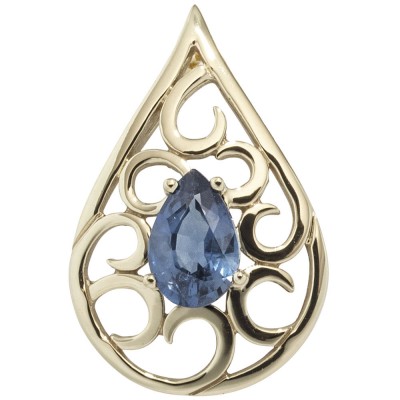 Anhänger Tropfen 585 Gelbgold 1 blauer Safir Tropfenform Goldanhänger