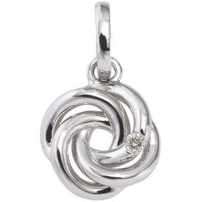 Anhänger verschlungen 585 Weißgold 1 Diamant Brillant Diamantanhänger