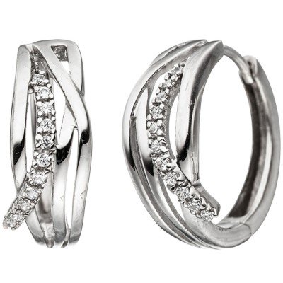 Creolen 333 Gold Weißgold mit Zirkonia Ohrringe Goldohrringe Goldcreolen