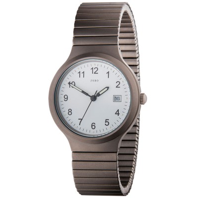 JOBO Herren Armbanduhr Quarz Analog Titan Flexband Datum Herrenuhr