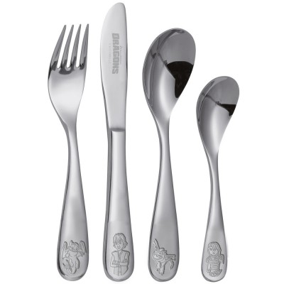 Dragons Kinderbesteck 4-teilig, Edelstahl 18/10 rostfrei im Geschenkkarton