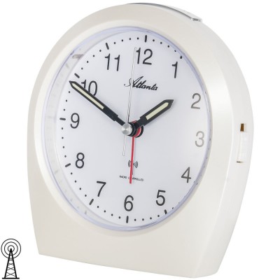 Wecker Funk Funkwecker creme weiß Licht Snooze leise ohne Ticken