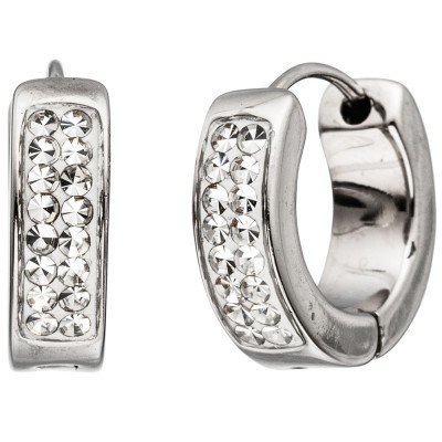 Creolen rund Edelstahl mit SWAROVSKI® ELEMENTS Ohrringe Edelstahlcreolen