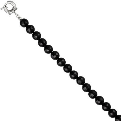 Collier Edelsteinkette Onyx facettiert 80cm Halskette Kette