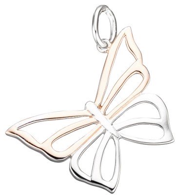 Anhänger Schmetterling 925 Sterling Silber rotgold vergoldet bicolor