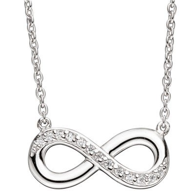 Collier Kette mit Anhänger Unendlichkeit 925 Sterling Silber mit Zirkonia 41cm