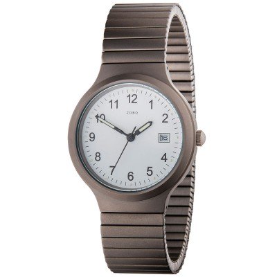 JOBO Herren Armbanduhr Quarz Analog Titan Flexband Datum Herrenuhr