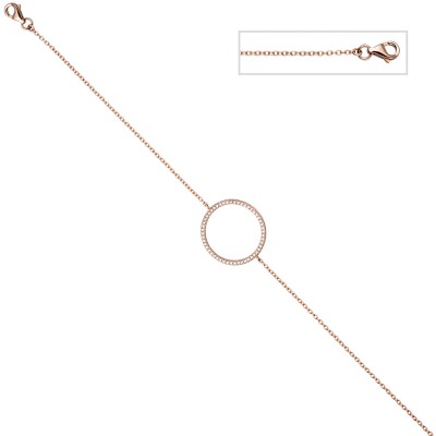 Armband 925 Sterling Silber rotgold vergoldet 52 Zirkonia 21cm