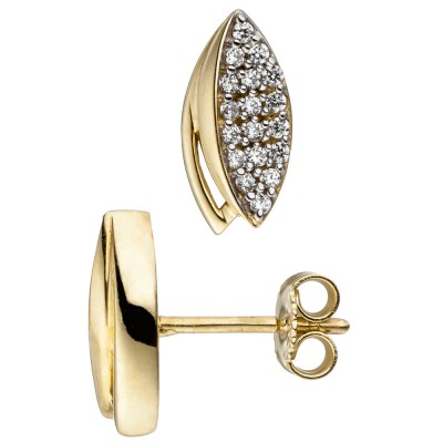 Ohrstecker 333 Gelbgold bicolor mit Zirkonia Ohrringe Goldohrringe