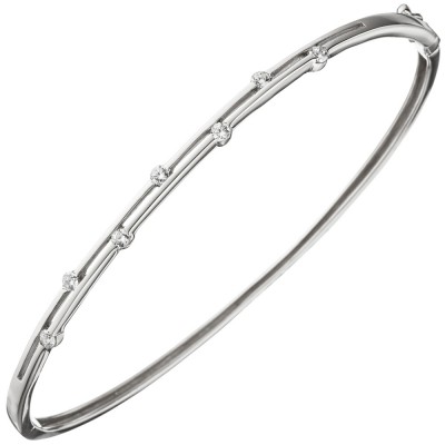 Armreif Armband 925 Sterling Silber 7 Zirkonia Silberarmband schmal dünn