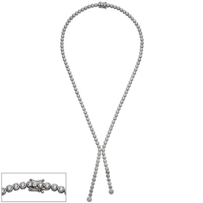 Collier Halskette 925 Sterling Silber mit Zirkonia 42cm Kette Silberkette
