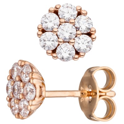 Ohrstecker rund 333 Rotgold 14 Zirkonia Ohrringe Rotgoldohrringe
