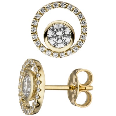 Ohrstecker rund 333 Gelbgold 46 Zirkonia Ohrringe Goldohrringe