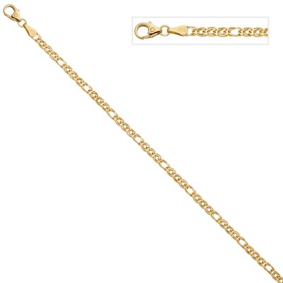 Zwillings-Panzerarmband 585 Gelbgold 19cm Gold Armband Goldarmband