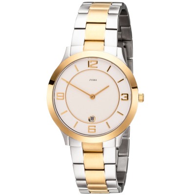 JOBO Herren Armbanduhr Quarz Analog Edelstahl bicolor vergoldet Herrenuhr Datum