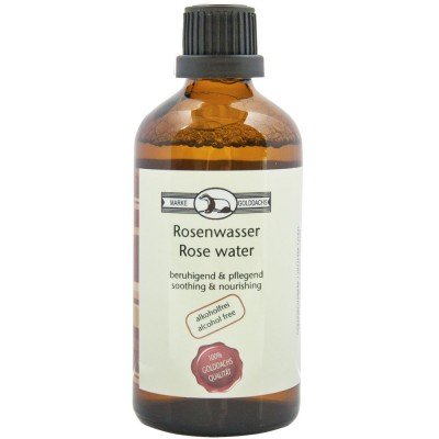 Golddachs Rosenwasser in Glasflasche