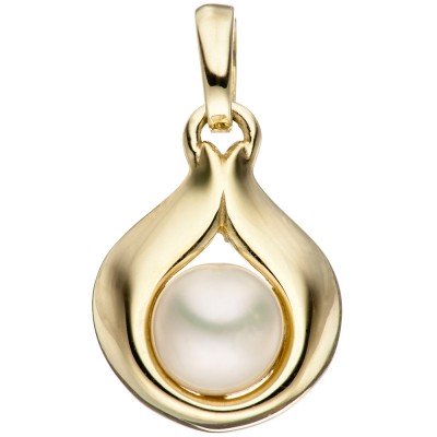 Anhänger Tropfen 333 Gelbgold 1 Süßwasser Perle Perlenanhänger Goldanhänger