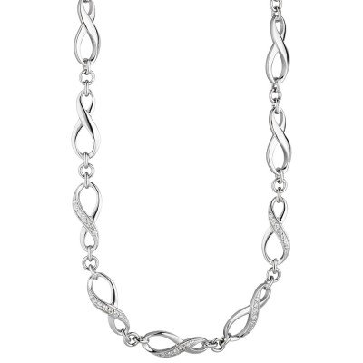 Collier Halskette Unendlich 925 Silber mit Zirkonia 48cm Kette Silberkette