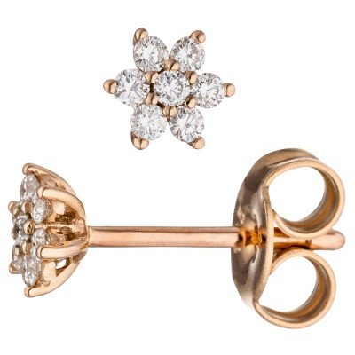 Ohrstecker 585 Rotgold 14 Diamanten Brillanten Ohrringe Diamantohrringe