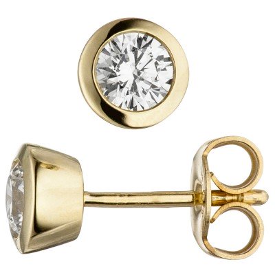 Ohrstecker rund 333 Gelbgold 2 Zirkonia Ohrringe Goldohrringe
