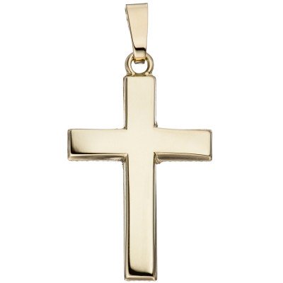Anhänger Kreuz schlicht 585 Gelbgold Kreuzanhänger Goldkreuz Goldanhänger