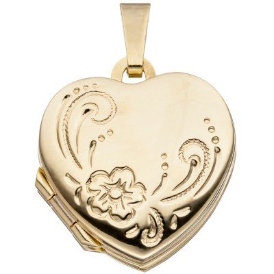 Medaillon Herz für 4 Fotos 333 Gelbgold Herzanhänger Anhänger zum Öffnen