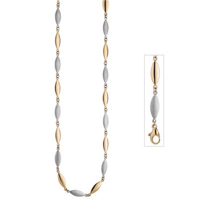 Halskette Kette 585 Gelbgold Weißgold bicolor matt 45cm Goldkette