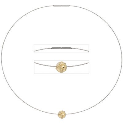 Collier Kette mit Anhänger aus Edelstahl mit 585 Gold kombiniert matt 42cm