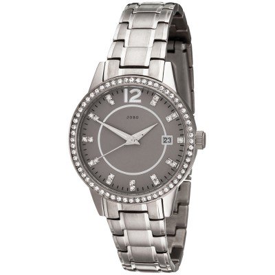 JOBO Damen Armbanduhr Quarz Analog Titan mit SWAROVSKI® ELEMENTS Damenuhr Datum