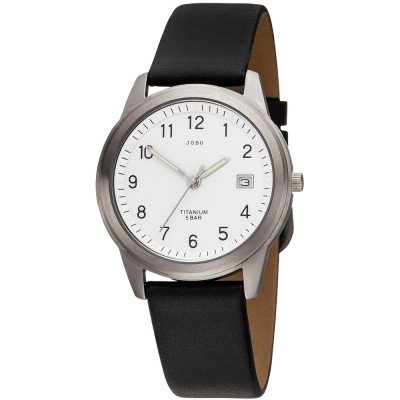 JOBO Herren Armbanduhr Quarz Analog Titan Lederband schwarz Herrenuhr mit Datum