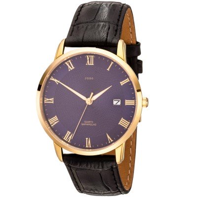 JOBO Herren Armbanduhr Quarz Analog Edelstahl Lederband schwarz Datum Herrenuhr