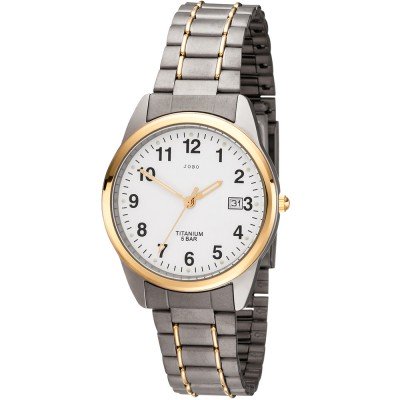 JOBO Herren Armbanduhr Quarz Analog Titan bicolor vergoldet Herrenuhr mit Datum